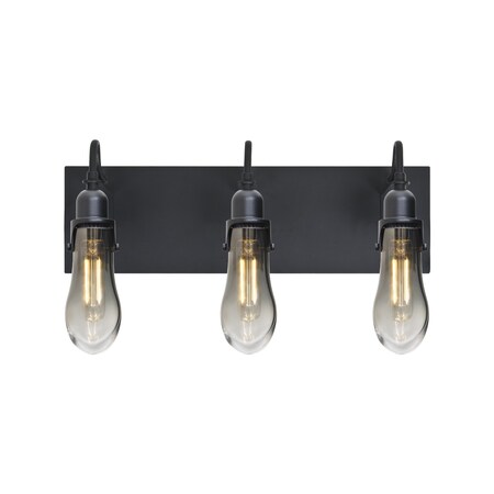 Besa Lighting Wish Wall, Smoke/Clear, Black, 3x4W LED Filament 3WG-WISHSM-EDIL-BK